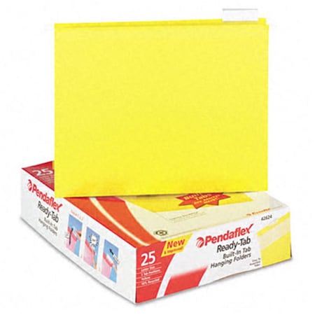 Pendaflex Pendaflex 42624 Ready-Tab Reinforced Hanging File Folders- 1/5 Tab- Letter- Yellow- 25/Box 42624